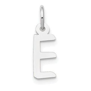 10k White Gold Small Slanted Block Initial E Charm