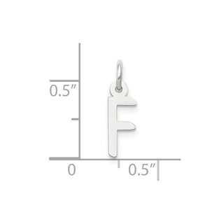 10k White Gold Small Slanted Block Initial F Charm
