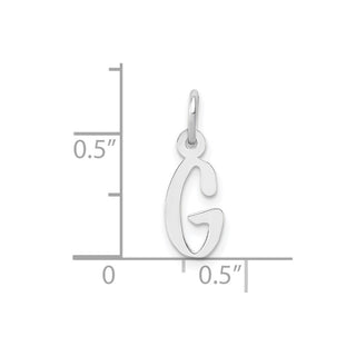 10k White Gold Small Slanted Block Initial G Charm