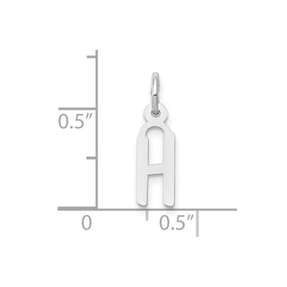 10k White Gold Small Slanted Block Initial H Charm