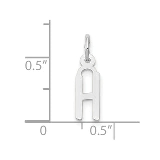 10k White Gold Small Slanted Block Initial H Charm