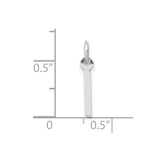 10k White Gold Small Slanted Block Initial I Charm