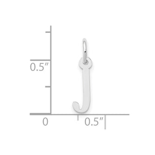 10k White Gold Small Slanted Block Initial J Charm
