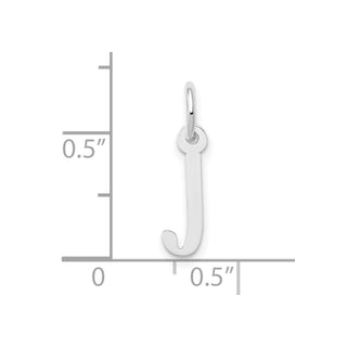 10k White Gold Small Slanted Block Initial J Charm