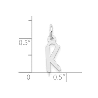 10k White Gold Small Slanted Block Initial K Charm