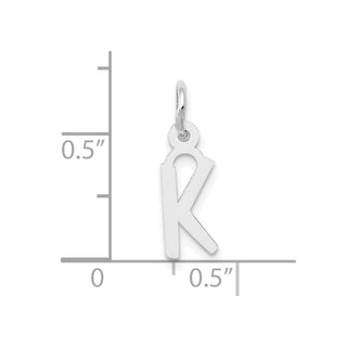 10k White Gold Small Slanted Block Initial K Charm