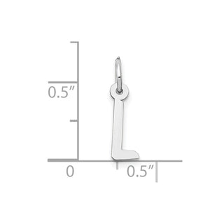 10k White Gold Small Slanted Block Initial L Charm