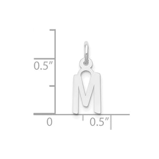 10k White Gold Small Slanted Block Initial M Charm