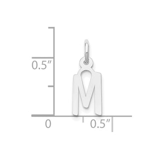 10k White Gold Small Slanted Block Initial M Charm