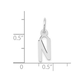 10k White Gold Small Slanted Block Initial N Charm