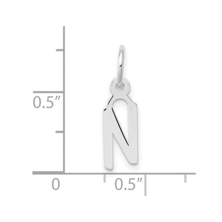 10k White Gold Small Slanted Block Initial N Charm