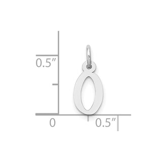 10k White Gold Small Slanted Block Initial O Charm
