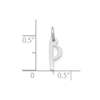 10k White Gold Small Slanted Block Initial P Charm