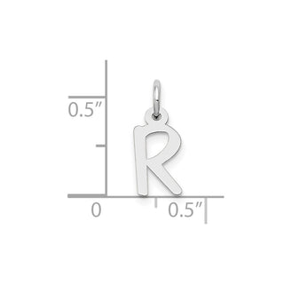 10k White Gold Small Slanted Block Initial R Charm