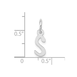 10k White Gold Small Slanted Block Initial S Charm