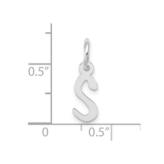 10k White Gold Small Slanted Block Initial S Charm