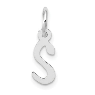 10k White Gold Small Slanted Block Initial S Charm