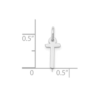 10k White Gold Small Slanted Block Initial T Charm