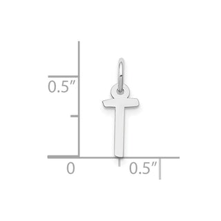 10k White Gold Small Slanted Block Initial T Charm