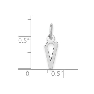 10k White Gold Small Slanted Block Initial V Charm