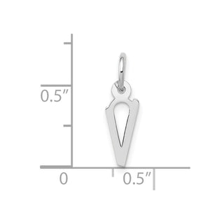 10k White Gold Small Slanted Block Initial V Charm