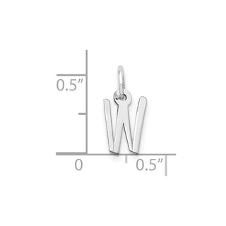 10k White Gold Small Slanted Block Initial W Charm