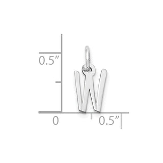 10k White Gold Small Slanted Block Initial W Charm