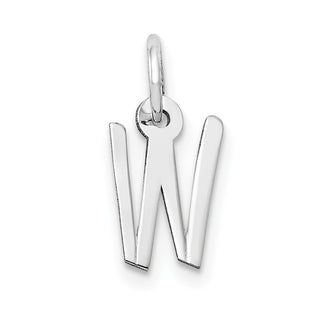 10k White Gold Small Slanted Block Initial W Charm