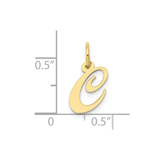 10K Yellow Gold Small Fancy Script Initial C Charm