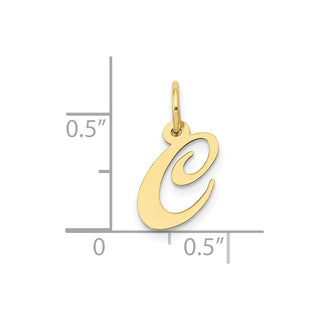 10K Yellow Gold Small Fancy Script Initial C Charm