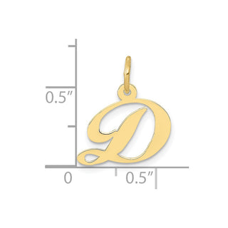 10K Yellow Gold Small Fancy Script Initial D Charm