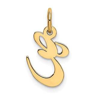 10K Yellow Gold Small Fancy Script Initial E Charm