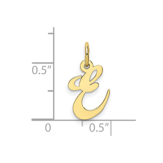 10K Yellow Gold Small Fancy Script Initial E Charm