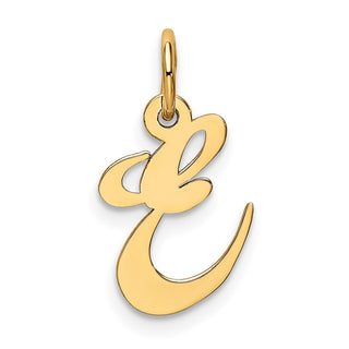 10K Yellow Gold Small Fancy Script Initial E Charm