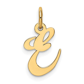 10K Yellow Gold Small Fancy Script Initial E Charm