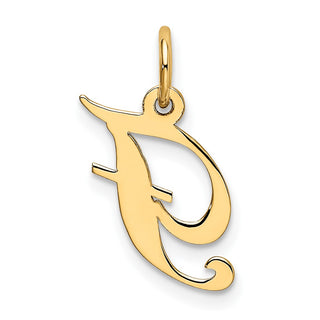 10K Yellow Gold Small Fancy Script Initial F Charm