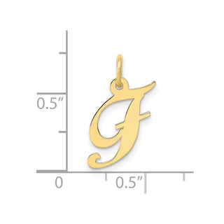 10K Yellow Gold Small Fancy Script Initial F Charm