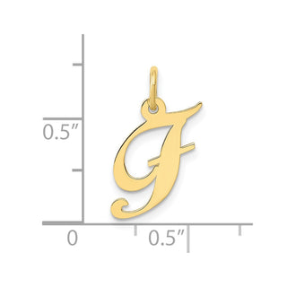 10K Yellow Gold Small Fancy Script Initial F Charm