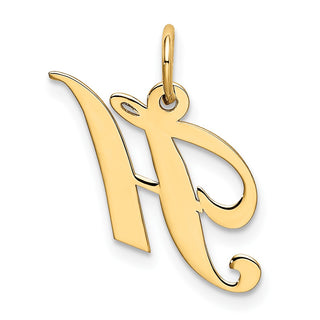 10K Yellow Gold Small Fancy Script Initial H Charm