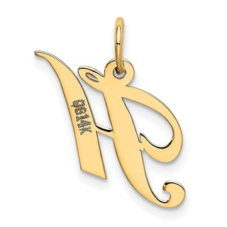 10K Yellow Gold Small Fancy Script Initial H Charm