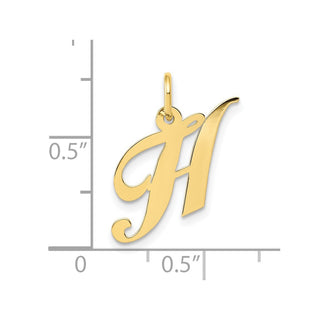10K Yellow Gold Small Fancy Script Initial H Charm