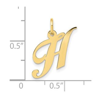 10K Yellow Gold Small Fancy Script Initial H Charm