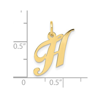 10K Yellow Gold Small Fancy Script Initial H Charm