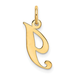 10K Yellow Gold Small Fancy Script Initial I Charm