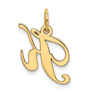 10K Yellow Gold Small Fancy Script Initial K Charm