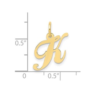 10K Yellow Gold Small Fancy Script Initial K Charm