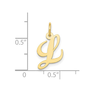 10K Yellow Gold Small Fancy Script Initial L Charm