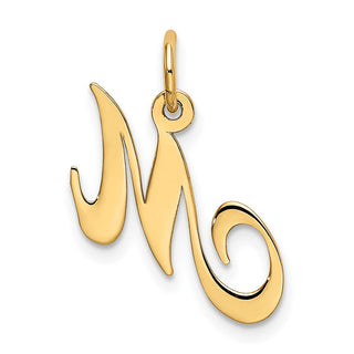 10K Yellow Gold Small Fancy Script Initial M Charm