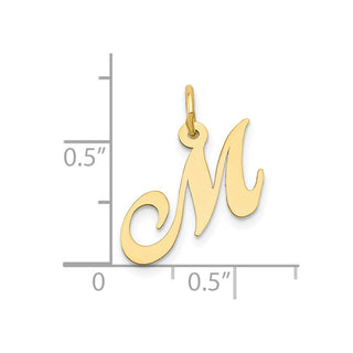 10K Yellow Gold Small Fancy Script Initial M Charm