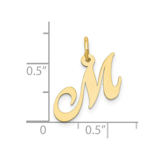 10K Yellow Gold Small Fancy Script Initial M Charm